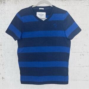 Abercrombie & Fitch Men’s Y2K Muscle V Neck Stripe Blue Moose T Shirt Size Large